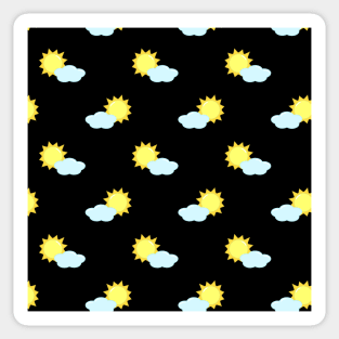 Sun and Clouds Pattern 2 in Black Sticker